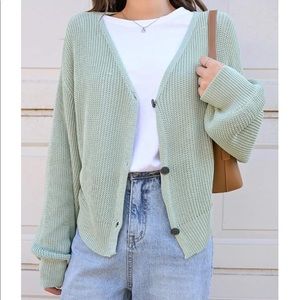 Drop Shoulder Crop Button Cardigan